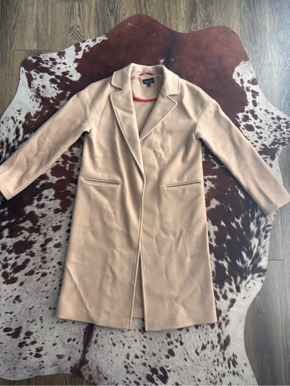 Topshop tan Long Tailored pea coat